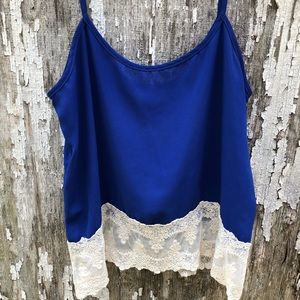 Boutique tank top with lace trim